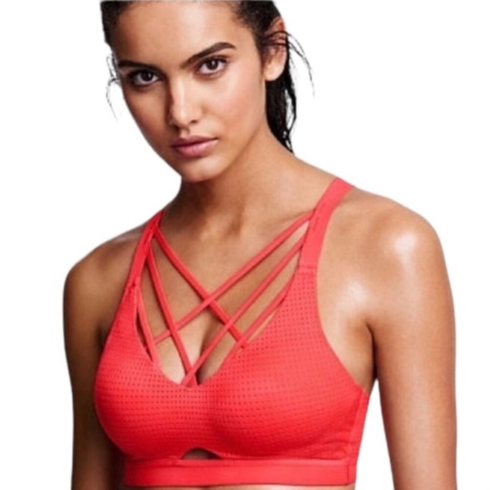Victoria's Secret VSX Sport Bra Lightweight Strappy Perforated Ignited 34DD